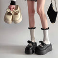 Damen Plateau Clogs mit verspieltem Schleifen-Design
