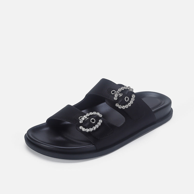 Damen Elegante Sandalen mit glitzernden Riemen und verstellbarem Schnallenverschluss R&B