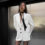 Damen Eleganter Oversized Blazer mit tiefem Schnitt und großen Pattentaschen R&B