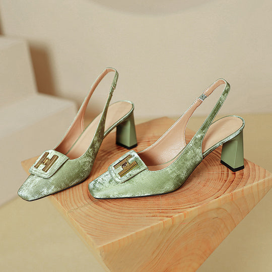 Damen Slingback-Pumps mit dekorativem Riemen und modischem Blockabsatz R&B