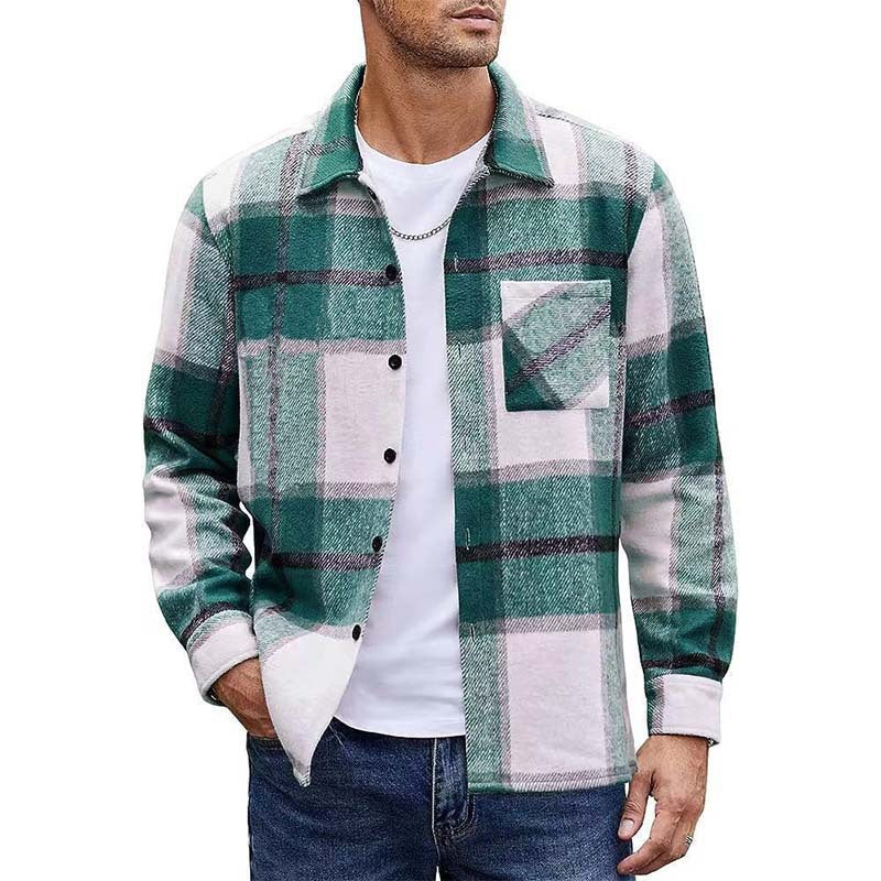 Herren nan oversized kariertes Flanellhemd mit Brusttasche und klassischem Knopfverschluss R&B