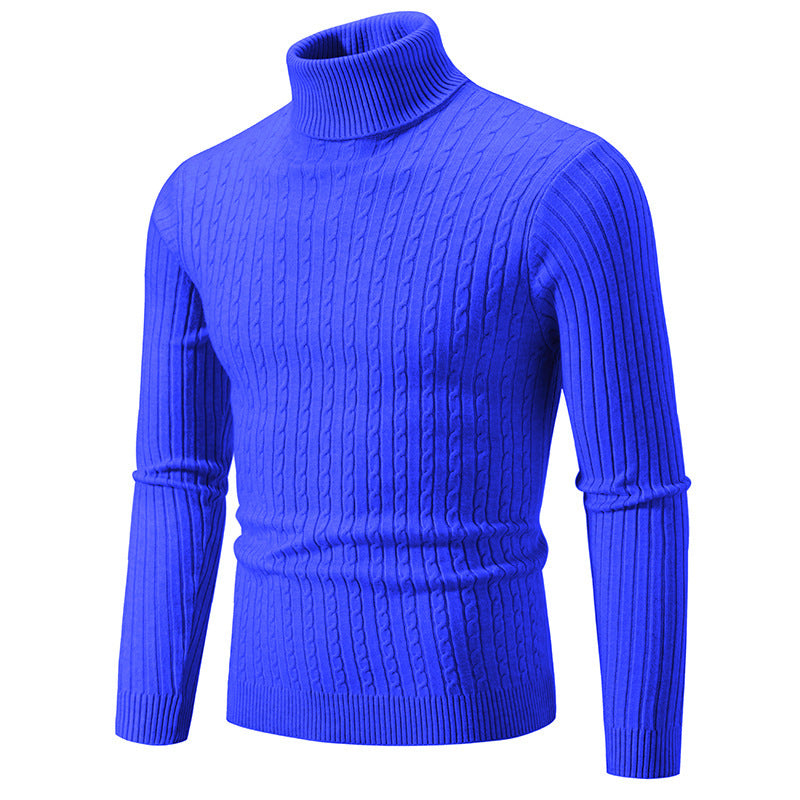 Herren Pullover mit hohem Kragen und strukturiertem Zopfmuster R&B