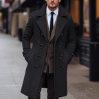 Herren nan eleganter doppelt geknöpfter Wollmantel mit breitem Revers und tailliertem Businessschnitt R&B