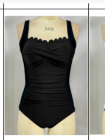 Damen Einteiler Schwimmanzug mit dekorativen Falten R&B