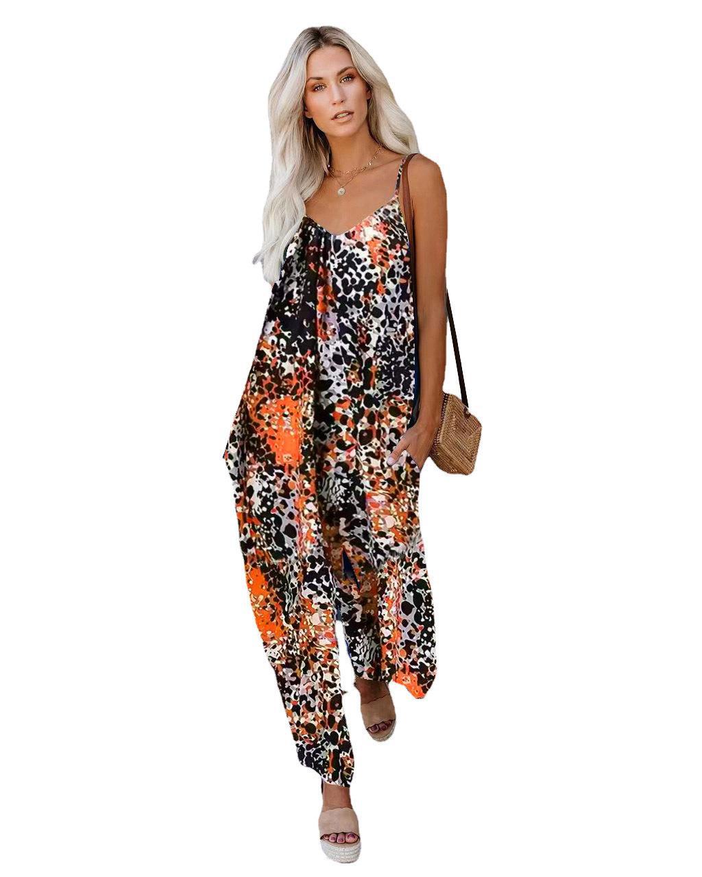 Damen Jumpsuit mit lässigem Schnitt und modischem Leopardenmuster R&B