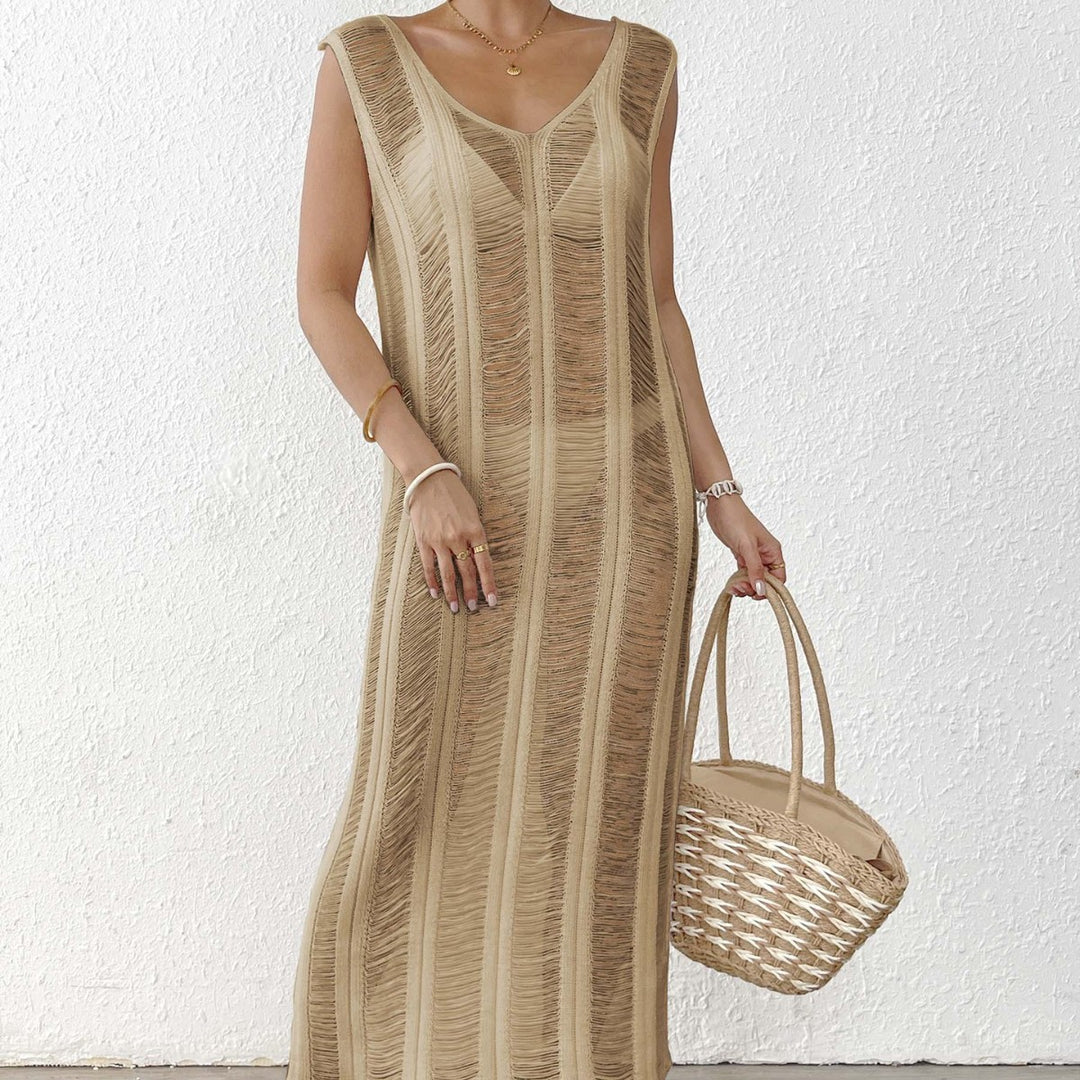 Damen luftiger Strandüberwurf mit eleganten Fransen R&B