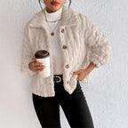 Damen Plüsch-Steppjacke mit hohem Kragen R&B