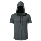Herren Kapuzen-T-Shirt mit kreativem Schnürdesign