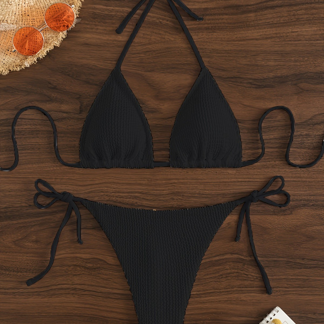 Damen Triangel-Bikini-Set mit verstellbaren Bindebändern R&B