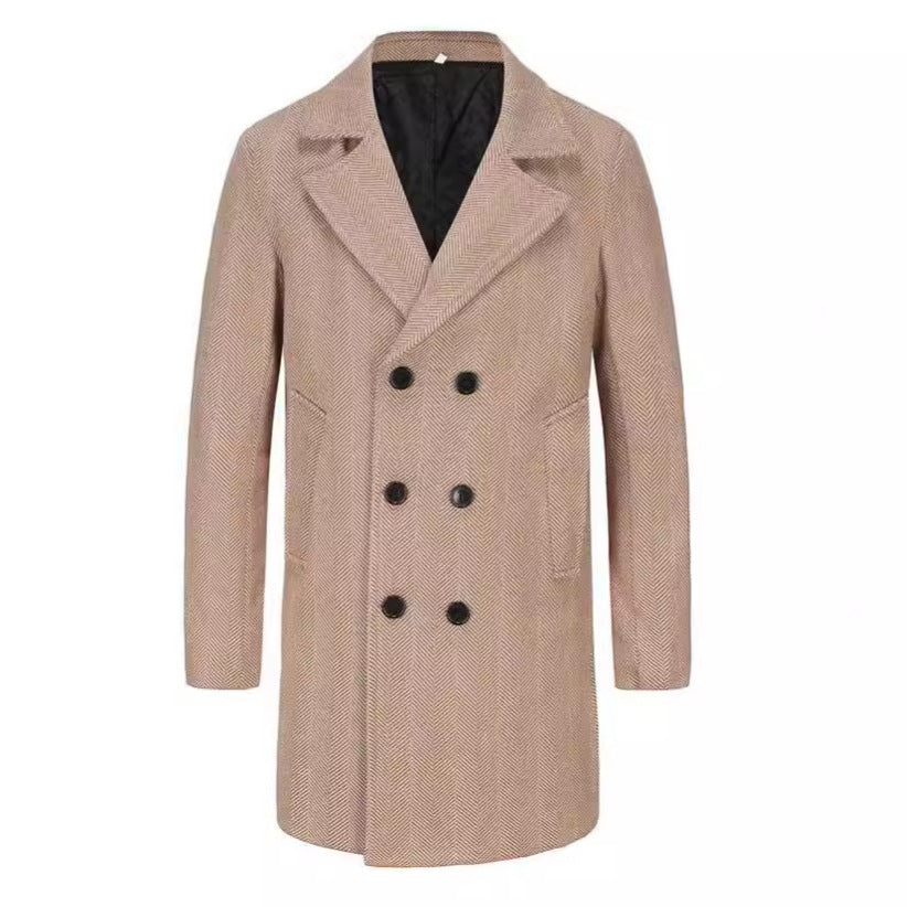 Herren zeitloser Dufflecoat mit elegantem Hahnentrittmuster R&B
