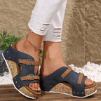 Damen Wedge-Pantoletten mit modischen Riemchen und komfortablem Fußbett R&B
