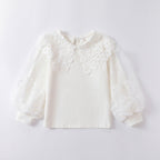Mädchen elegante Bluse mit transparenten Puffärmeln R&B