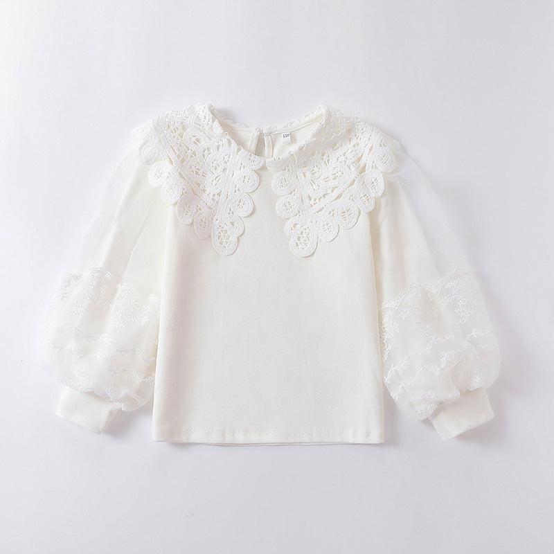 Mädchen elegante Bluse mit transparenten Puffärmeln R&B