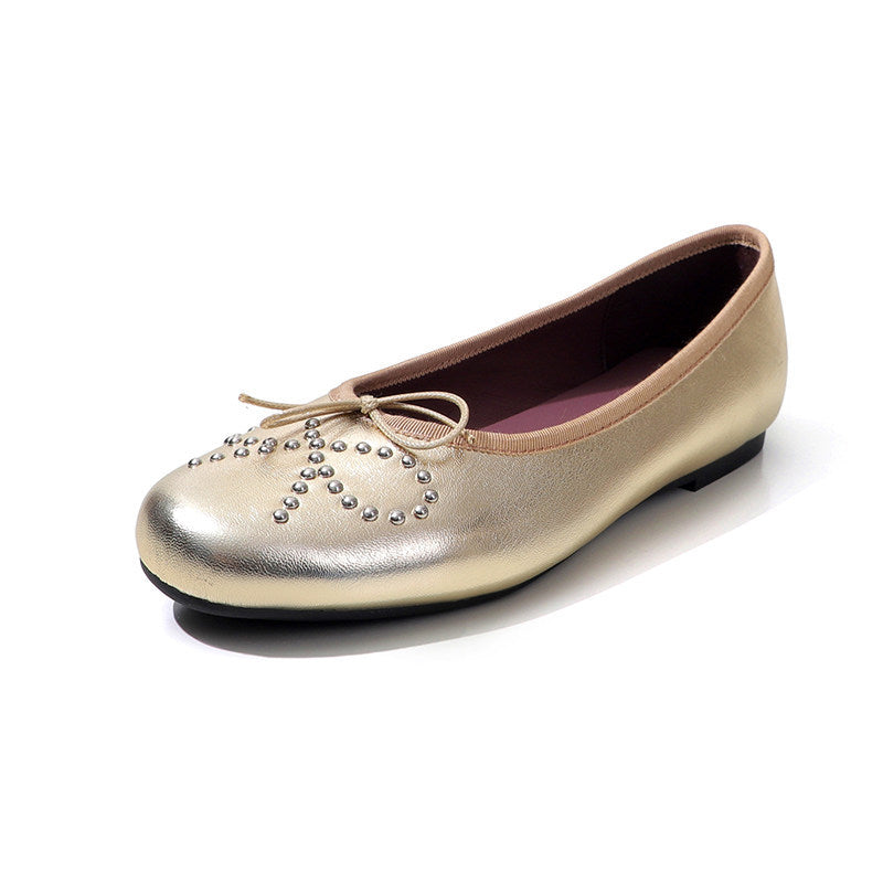 Damen Ballerinas mit schimmerndem Metallic-Obermaterial und Zierperlen R&B