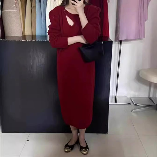 Damen Strickkleid mit modernem Design und eleganten Details R&B