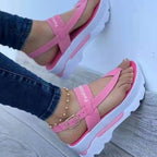 Damen modische Wedge-Sandalen mit ergonomischem Riemendesign und rutschfester Sohle R&B