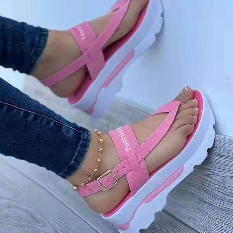 Damen modische Wedge-Sandalen mit ergonomischem Riemendesign und rutschfester Sohle R&B