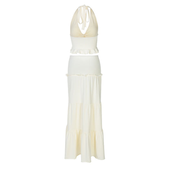 Damen Maxikleid mit Rüschen und Wickeleffekt R&B