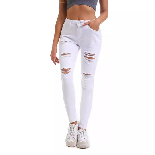 Damen Skinny Jeans mit modischen Rissen R&B