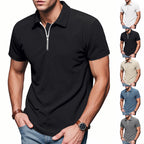 Herren Kurzarm Poloshirt mit Reißverschluss und strukturiertem Design R&B