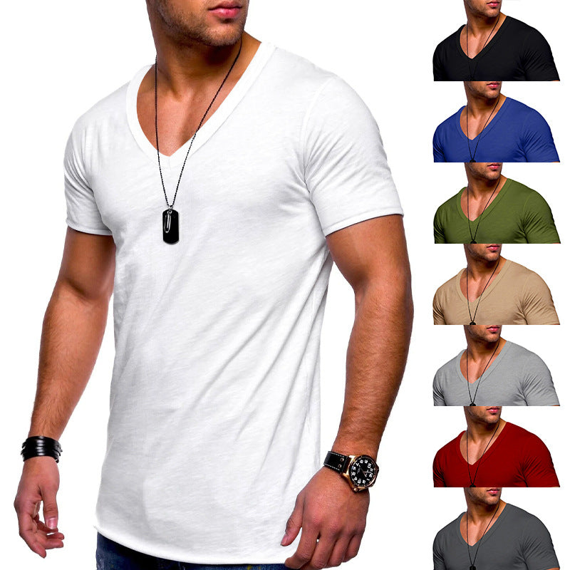 Herren nan V-Ausschnitt T‑Shirt aus feinem Jersey mit schmaler Silhouette und flachen Nähten R&B