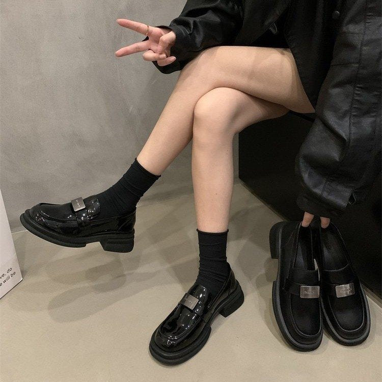 Damen elegante Loafers mit modischen Schnallenverzierungen R&B