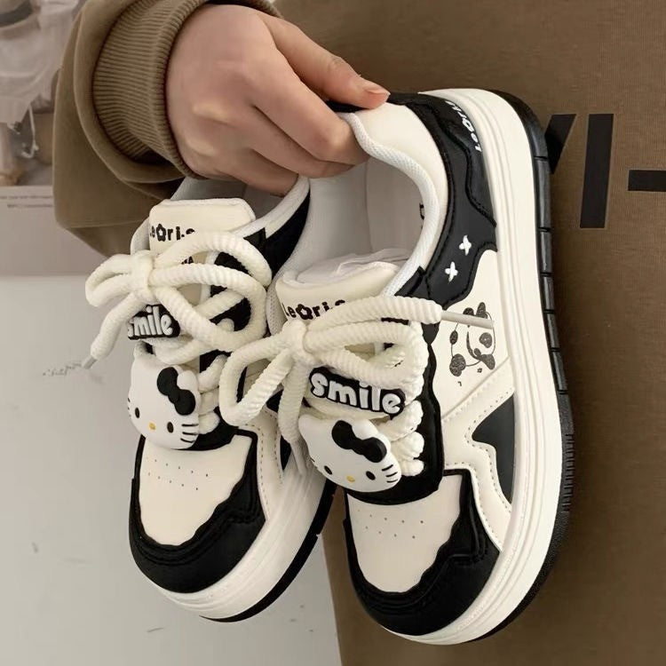 Damen Modische Sneakers mit spielerischem Panda-Design und rutschfester Sohle R&B