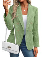 Damen Klassischer Double-Breasted Blazer mit goldenen Knöpfen R&B