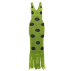 Damen Maxikleid mit tiefem V-Ausschnitt und fransigen Details R&B