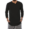 Herren Langarm-Henley-Shirt mit bequemen Knopfdetails und praktischer Brusttasche R&B