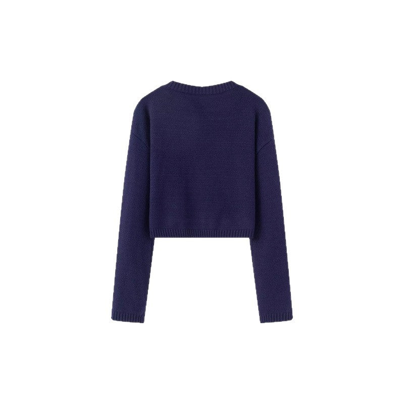 Damen Cropped Pullover mit verspieltem Schleifenmotiv R&B