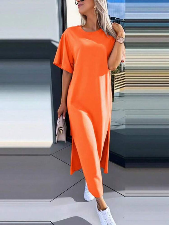 Damen Lässiges Maxikleid mit seitlichen Schlitzen und Oversize-Design R&B