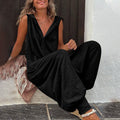 Damen Lässiger Jumpsuit mit Kapuze und Knopfverschluss R&B