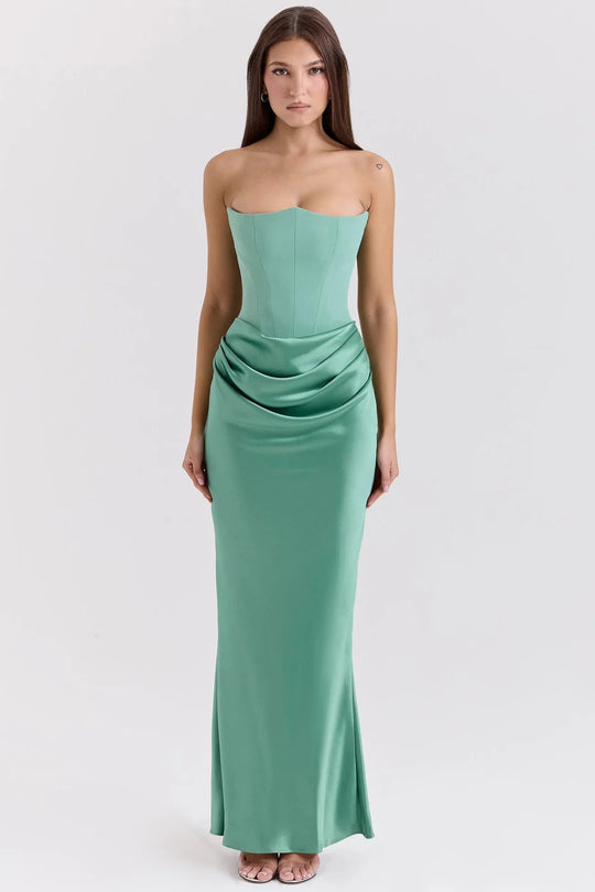 Damen nan trägerloses Korsagen-Abendkleid mit konturierter Miederkonstruktion und eleganter Hüftdrapierung R&B