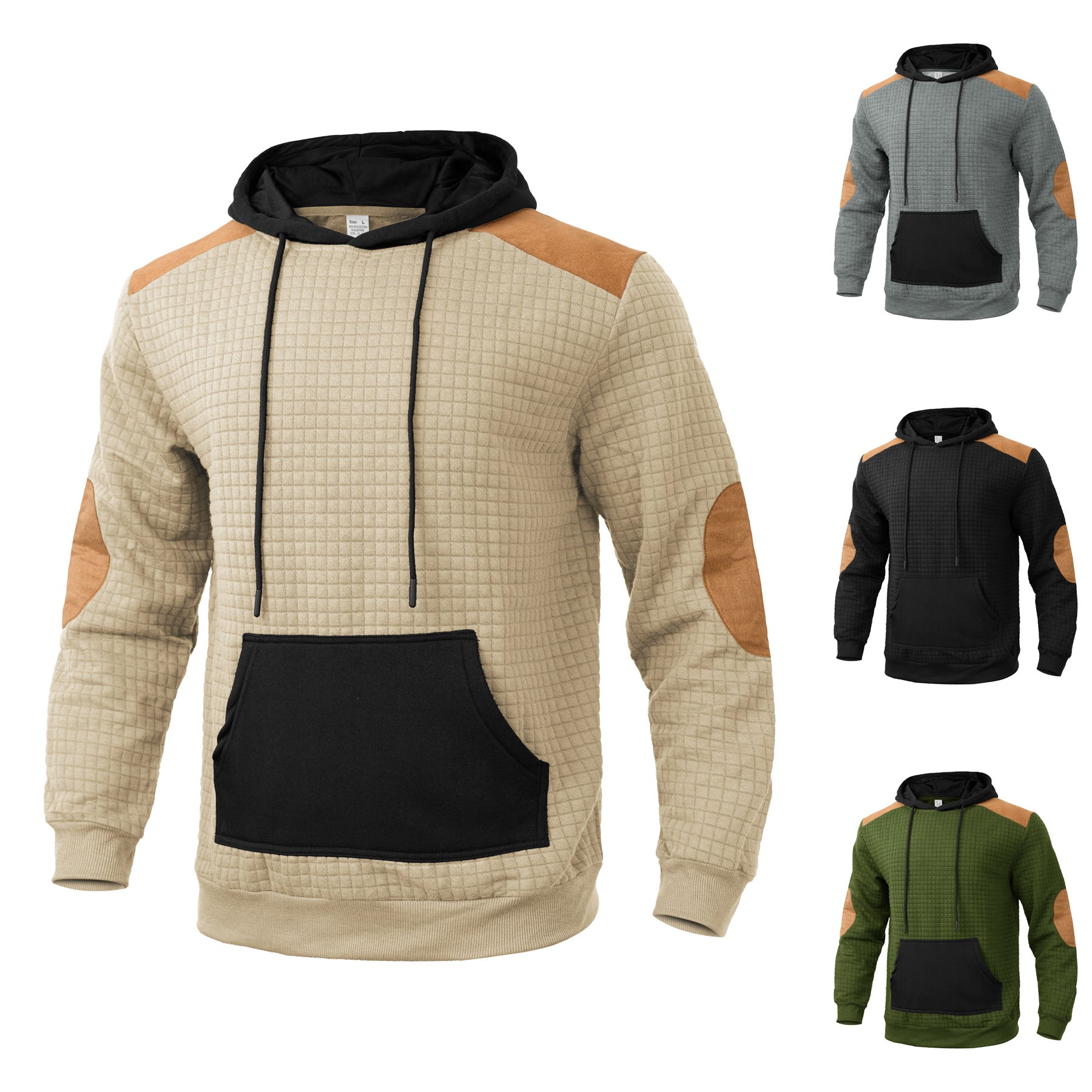 Herren modischer Kapuzenpullover mit strukturiertem Design und Kunstlederakzenten R&B