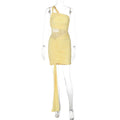 Damen Elegantes asymmetrisches Minikleid mit Drapierungen R&B