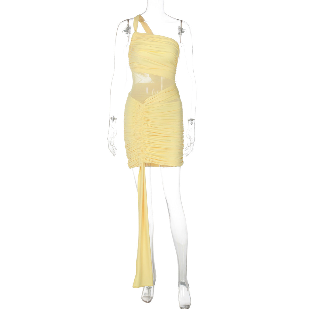 Damen Elegantes asymmetrisches Minikleid mit Drapierungen R&B