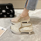 Damen Bequeme Wedge-Sneaker mit modischem Lattice-Design R&B