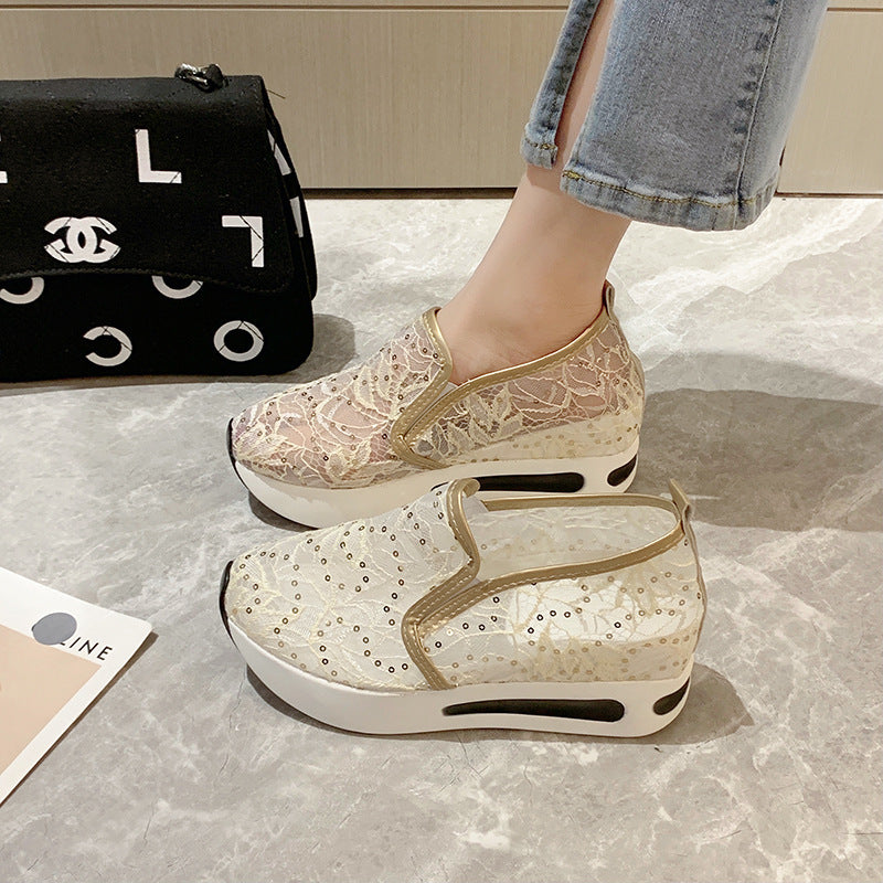 Damen Bequeme Wedge-Sneaker mit modischem Lattice-Design R&B