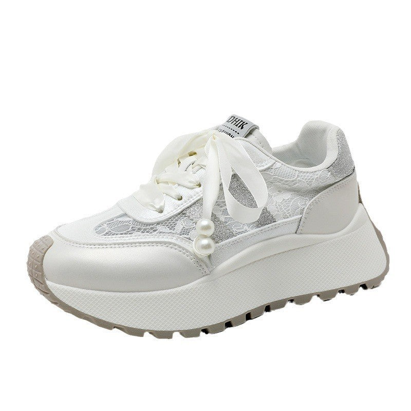 Damen Gemusterte Plateau-Sneaker mit eleganten Schnürdetails R&B
