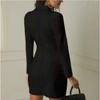 Damen Elegantes Doppelreiher-Kleid mit dekorativen Knopfdetails und figurbetontem Schnitt R&B