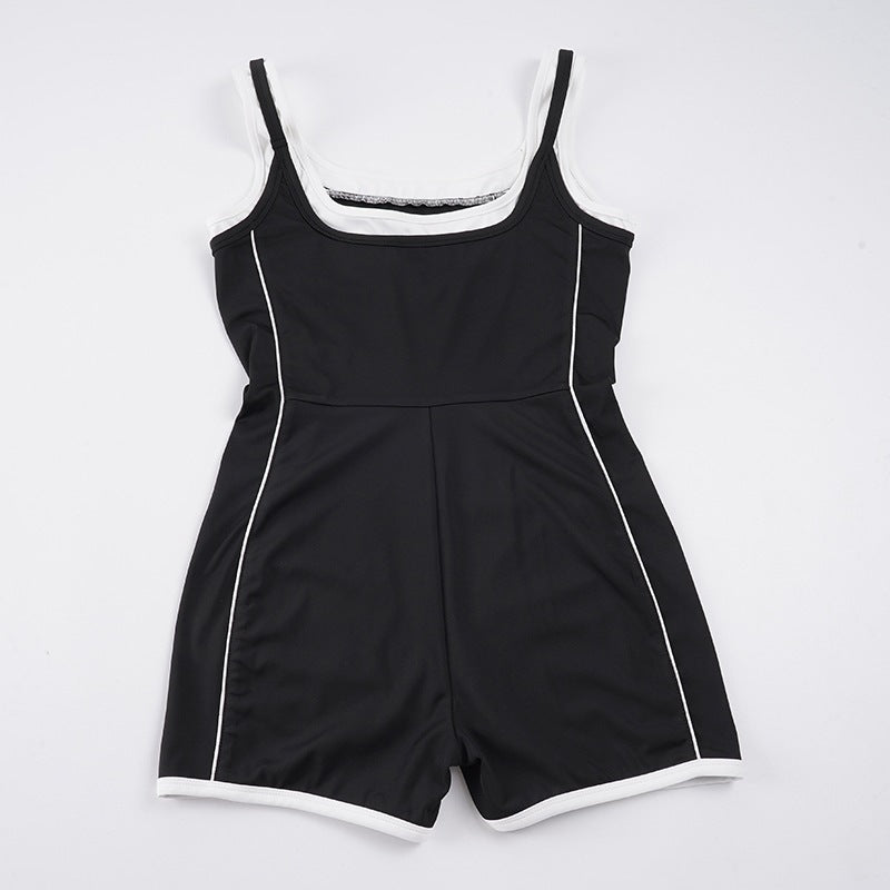 Damen Sportlicher Jumpsuit mit verstellbaren Trägern und atmungsaktiver Funktion R&B