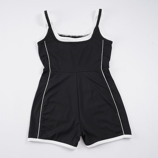 Damen Sportlicher Jumpsuit mit verstellbaren Trägern und atmungsaktiver Funktion R&B