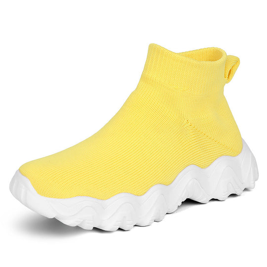 Damen nan elastischer Strick-Sockenschuh mit ergonomischer Wellen-Plateausohle R&B
