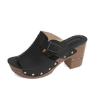Damen Plattform-Pantoletten mit modischem Riemen und eleganten Nieten