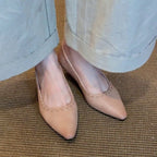 Damen elegante Ballerinas mit hochwertiger Lederoberfläche und modischem Lochmuster
