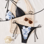 Damen Triangel-Bikini mit verstellbaren Trägern und floralem Muster R&B