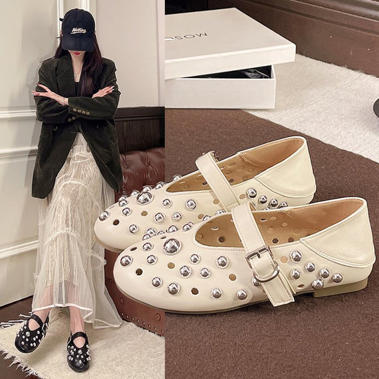 Damen elegante Ballerinas mit Schmuckdetails R&B