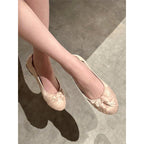 Damen elegante Ballerinas aus satinierter Textil-Oberfläche R&B