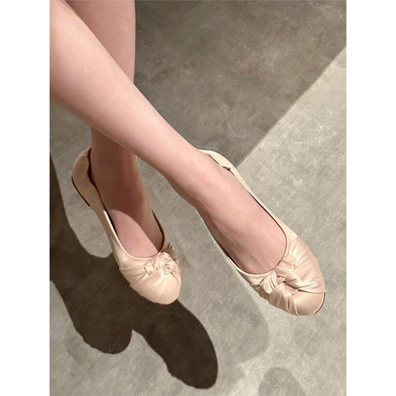 Damen elegante Ballerinas aus satinierter Textil-Oberfläche R&B